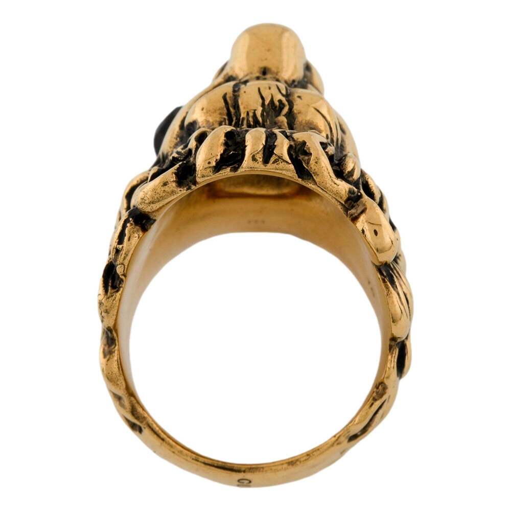 Gucci Lion Head King Ring With Crystal Aged Gold and Black - Picture 4 of 5
